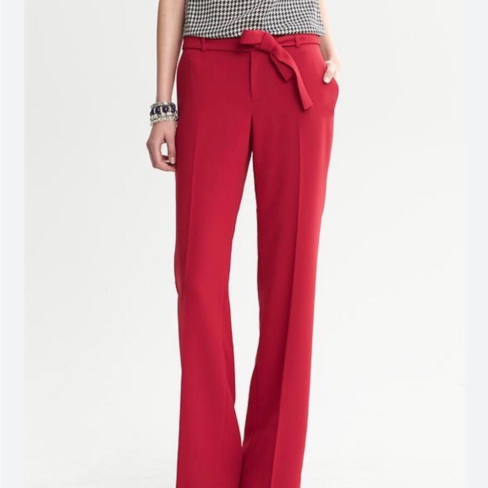 Banana Republic Martin Fit Red Tie Waist Pants | Size 0 High Rise